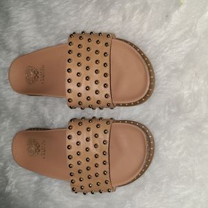 Vince Camuto S. 10 M Brown Leather Slides / Sandals